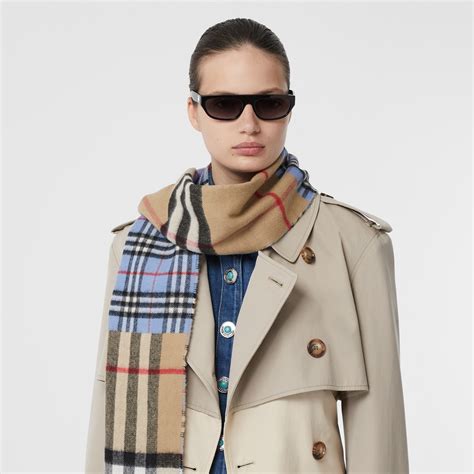 burberry merino wool scarf blue|Check Wool Scarf in Stone .